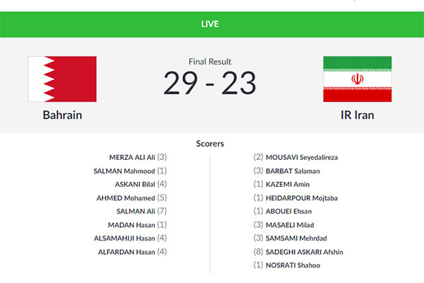 ایران ۲۳- بحرین ۲۹/ شکست هندبالیست&zwnj;های ایران مقابل بحرین