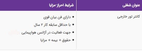 استخدام کانتر تور خارجی در آژانس هواپیمایی جهانبان در تهران