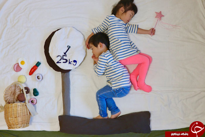 استفاده جالب مادر خلاق از خواب کودکانش + تصاویر