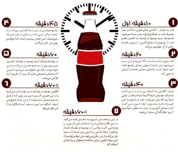 نوشابه با بدنتان چه می کند+اینفوگرافی