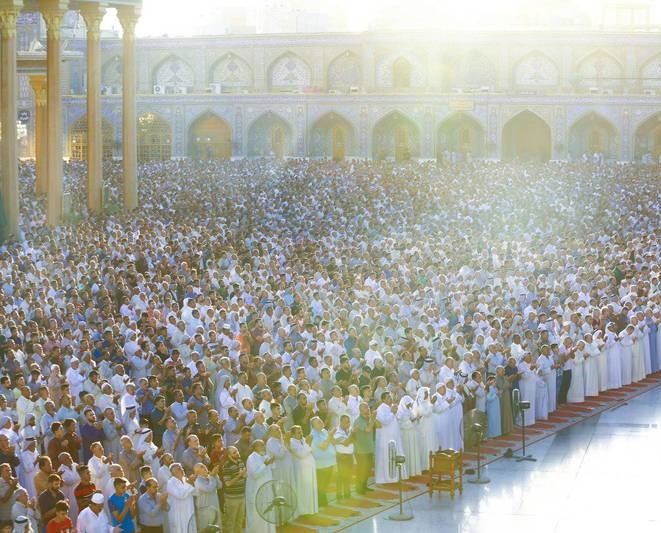 تصاویری زیبا صفوف زیبای نماز عید قربان در کاظمین