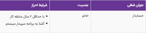 استخدام حسابدار خانم در یک شرکت معتبر در تهران