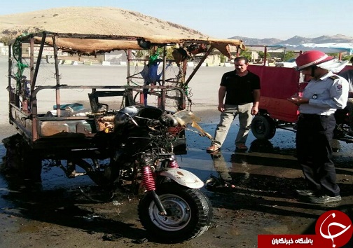 حریق موتور سه چرخ روی پل جهادگران خرم آباد+عکس