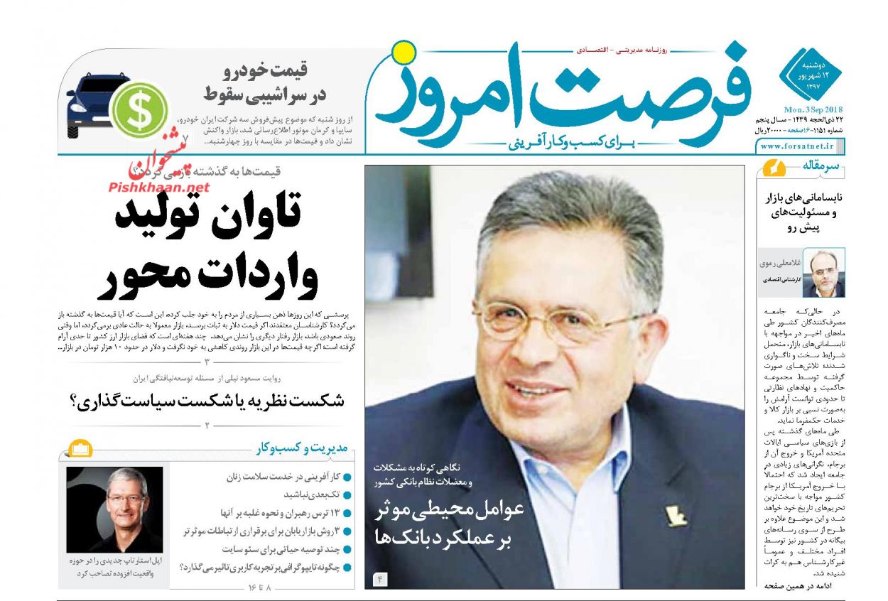 صفحه نخست روزنامه های اقتصادی 12 شهریورماه