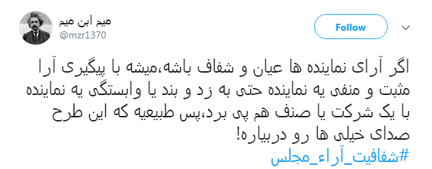 مطالبه&zwnj;گری کاربران از نمایندگان با هشتگ#شفافیت_آراء_مجلس+ تصاویر