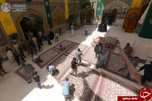 تصاویری از حرم علوی مفروش به فرش&zwnj;های فاخر کاشانی+عکس