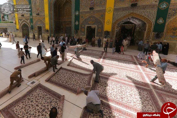 تصاویری از حرم علوی مفروش به فرش&zwnj;های فاخر کاشانی+عکس