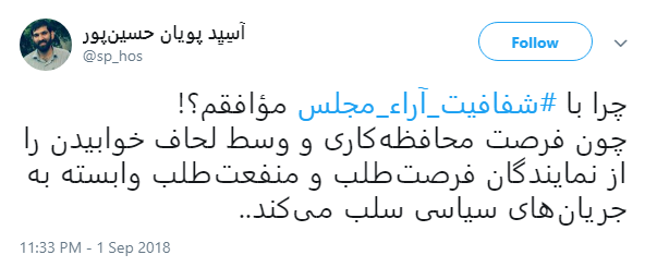 نمایندگان موافق طرح شفافیت آراء نمایندگان را بشناسید