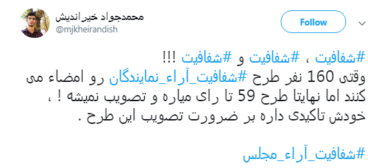 واکنش شدید کاربران به مخالفت نمایندگان با فوریت طرح شفافیت آرا +تصاویر