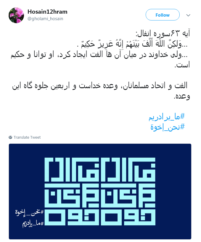 #نحن_ اخوه پاسخ کاربران به تفرقه افکنان میان ایران و عراق + تصاویر