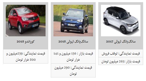 مظنه فروش ولوو و سانگ یانگ در بازار چقدر است؟