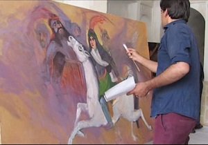 کارگاه نقاشی با موضوع محرم و عزای سیدالشهداء در کاشان + فیلم
