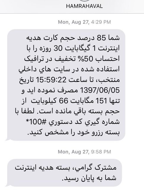 از کجا بدانیم حجم اینترنیت تلفن همراهمان به اتمام رسیده است؟