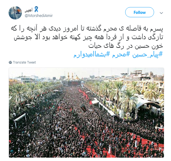 کاربران با #پیام_حسین درس آزادگی عاشورا را به اشتراک گذاشتند+تصاویر