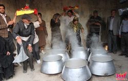 برگزاری آیین سنتی شیره&zwnj; پزی در روستای مانیزان