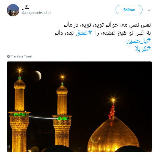 کاربران به مناسبت دومین شب محرم هشتگ #ورود_به_کربلا را منتشر کردند+تصاویر