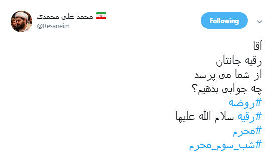 کاربران به مناسبت سومین شب محرم هشتگ #رقیه را به اشتراک گذاشتند+ تصاویر