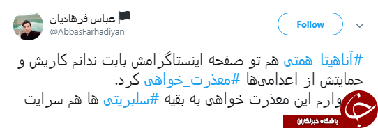 عذرخواهی آناهیتا همتی به خاطر حمایتش از یک تروریست +عکس