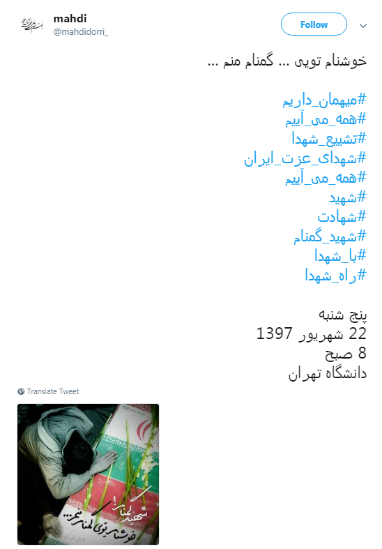 استقبال کاربران از مهمانان امروز تهران با هشتگ #شهدا +تصاویر