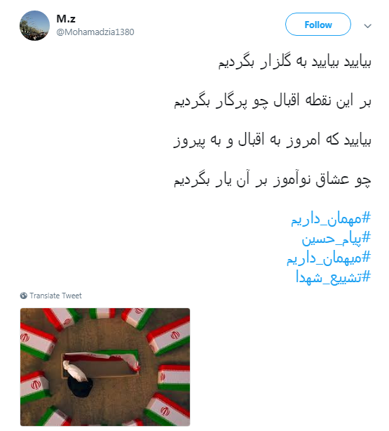 استقبال کاربران از مهمانان امروز تهران با هشتگ #شهدا +تصاویر