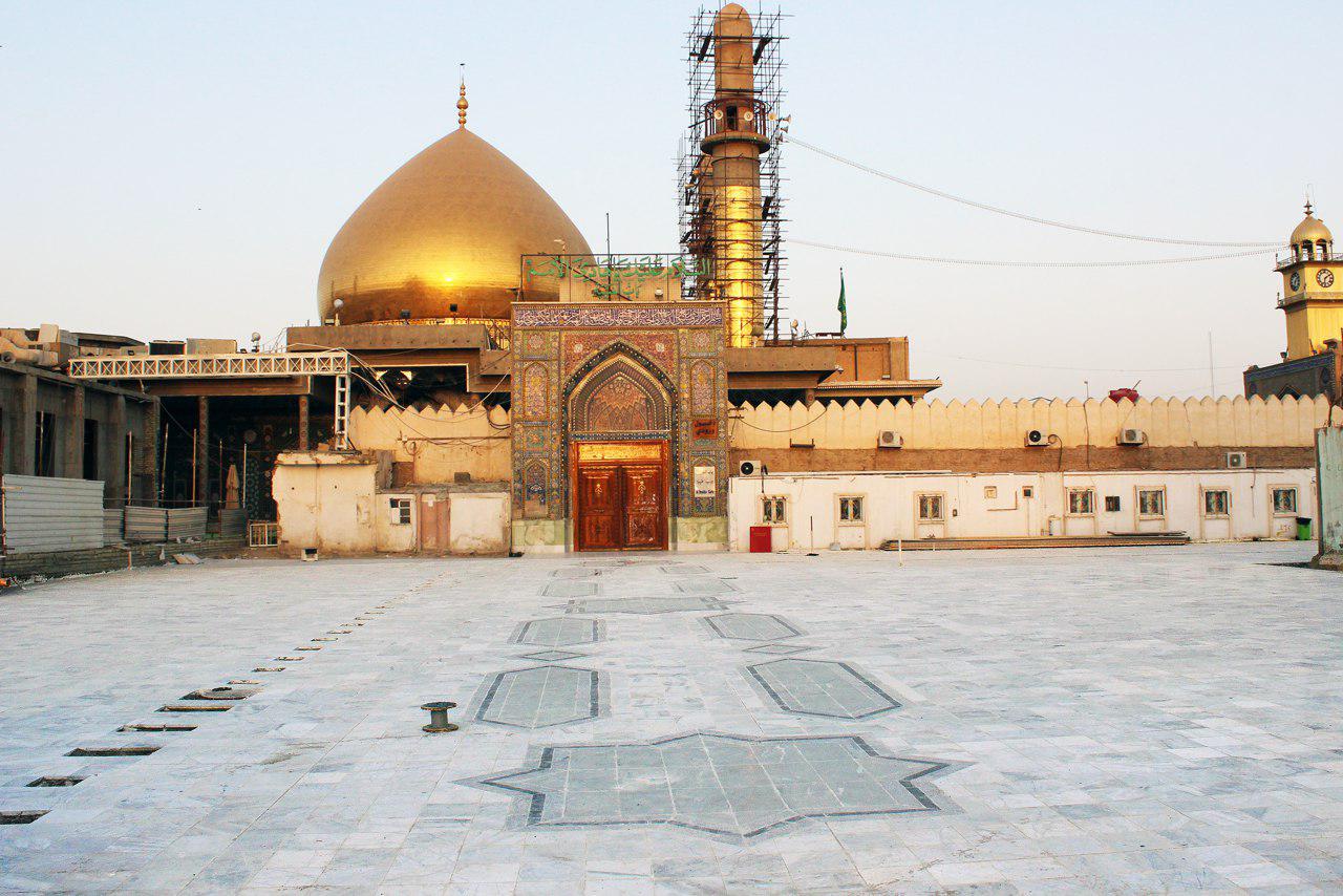 صحن حرم مطهر عسکریین(ع) با سنگ ایرانی مفروش شد + تصاویر