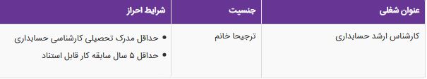 استخدام کارشناس ارشد حسابداری در یک شرکت معتبر در تهران