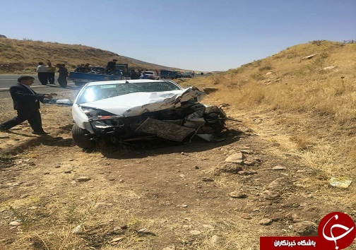 یک کشته و دو مصدم در حادثه رانندگی محور نورآباد به کرمانشاه+تصاویر