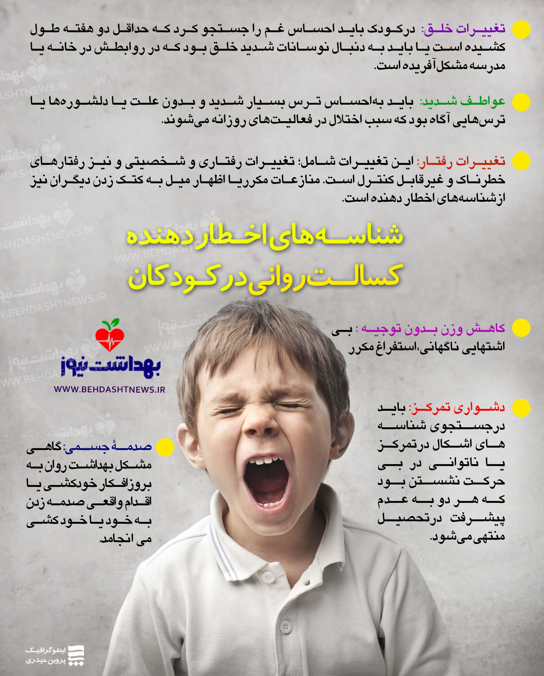 بسیاری از والدین با شناسه&zwnj;ها و نشانه&zwnj;های بیماری روانی درکودکان
