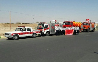 آماده باش سازمان آتش نشانی و خدمات ایمنی کاشان درمراسم قالیشویان مشهد اردهال