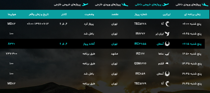 پرواز&zwnj;های پنج شنبه ۱۲ مهر ماه از فرودگاه بین المللی ارومیه