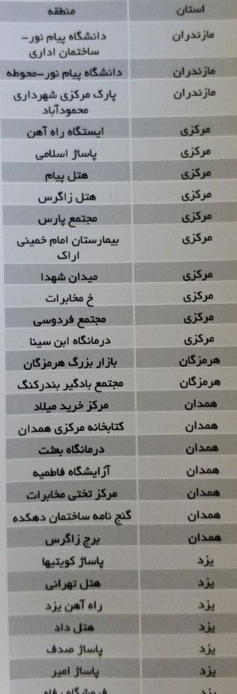 مخابرات در کدام نقاط کشور وای&zwnj;فای عمومی می&zwnj;دهد + جداول آدرس