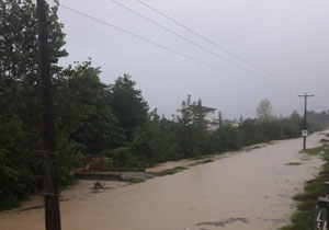 آبگرفتگی گسترده معابر در روستای پسنده‌علیا + فیلم