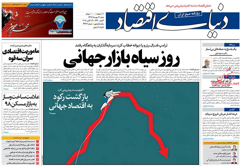 صفحه نخست روزنامه های اقتصادی 21 مهرماه