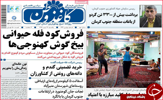 نیم صفحه نخست روزنامه های استانی؛