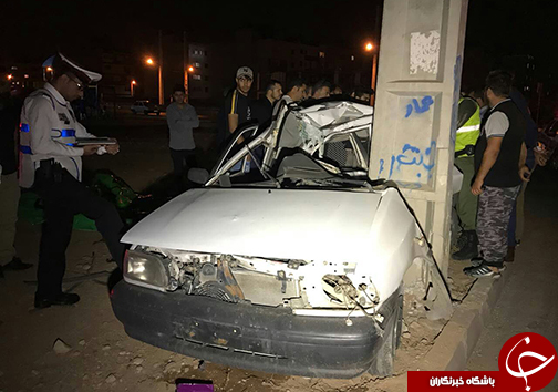 برخورد مرگبار خودرو با ستون برق