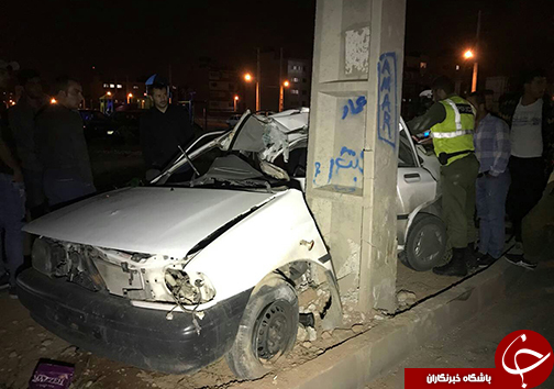 برخورد مرگبار خودرو با ستون برق