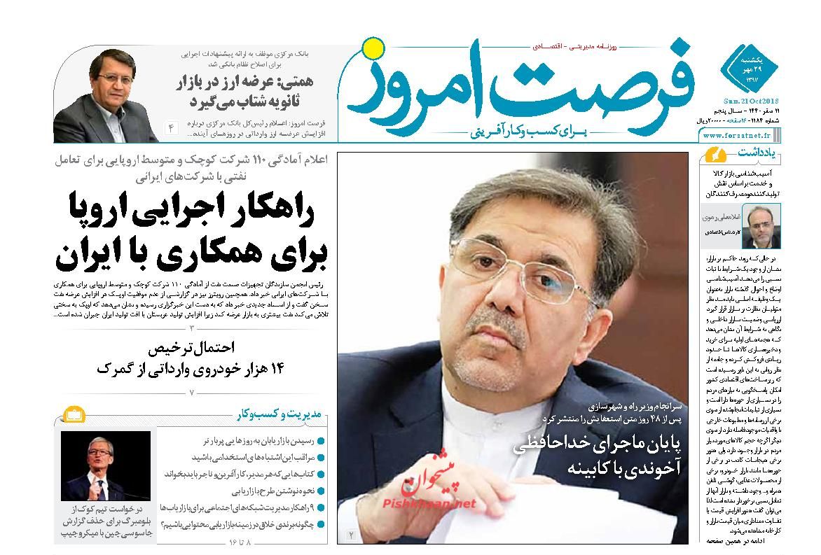 صفحه نخست روزنامه های اقتصادی 29 مهرماه