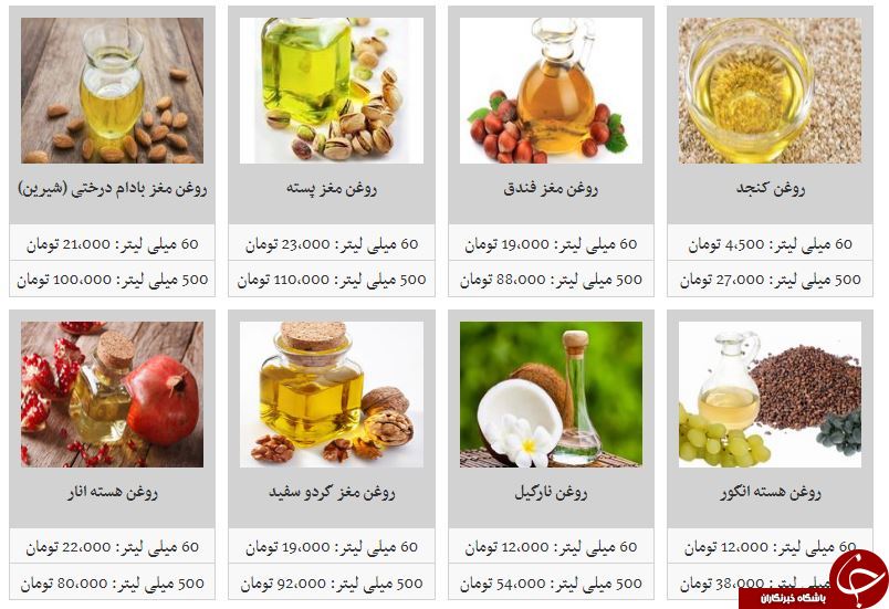 نرخ مصوب انواع روغن بکر در غرفه تره بار