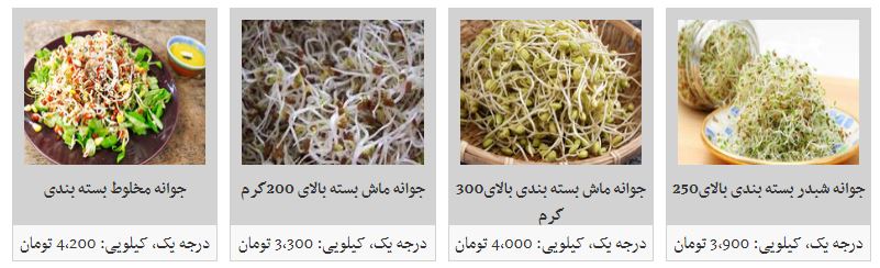 قیمت انواع جوانه در میادین میوه و تره بار