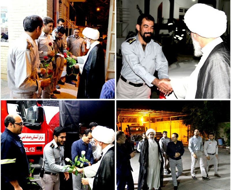بازدید شبانه امام جمعه بوشهر از ایستگاه&zwnj;های آتش نشانی