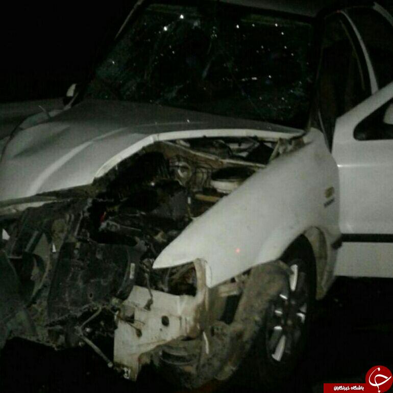 تصاویری از تصادف سمند با پژو تاکسی در جلفا