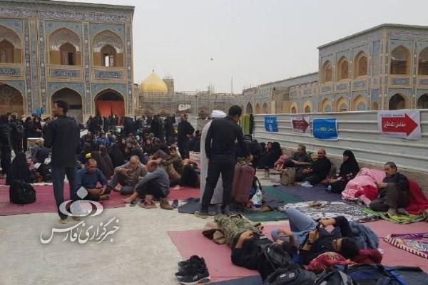 حضور زائران اربعین حسینی در صحن حضرت زهرا (س) + تصاویر