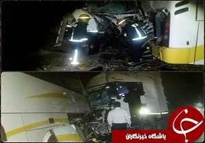 مصدومیت دو نفر براثر برخورد یک دستگاه کامیون با اتوبوس مسافربری در آزادراه خرم آباد پل زال