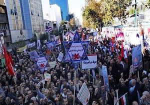 مخابره پیام وحدت و یکپارچگی برابر مستکبران با حضور در راهپیمایی 13 آبان