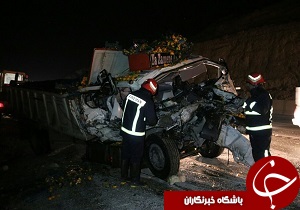مصدومیت یک نفر بر اثر برخورد دو دستگاه کامیون در آزادراه خرم آباد پل زال