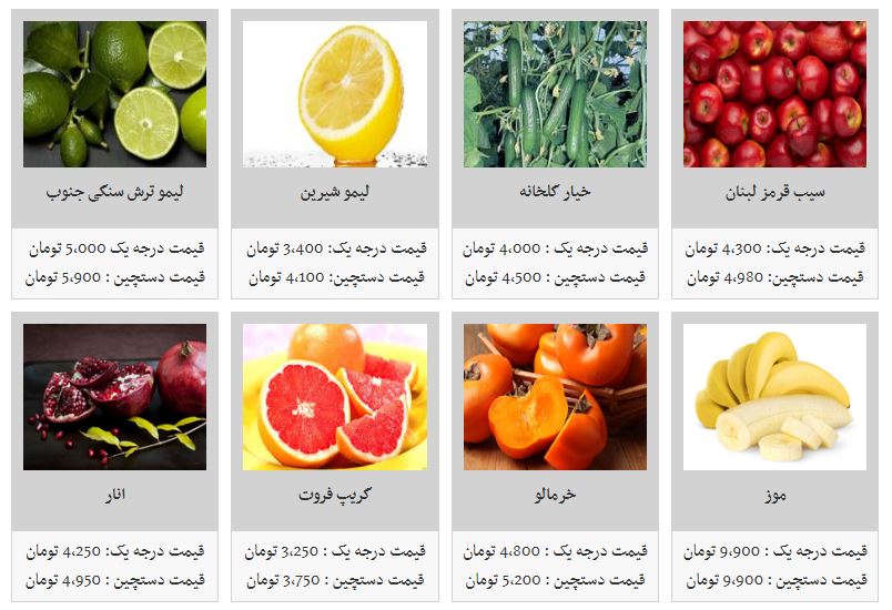 قیمت انواع میوه در میادین میوه و تره بار