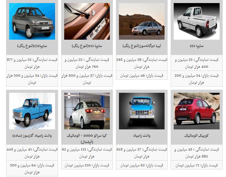 آخرین قیمت روز خودروهای داخلی در بازار +جدول