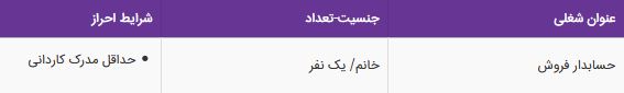 استخدام حسابدار فروش خانم در یک شرکت چاپ و بسته بندی درتهران