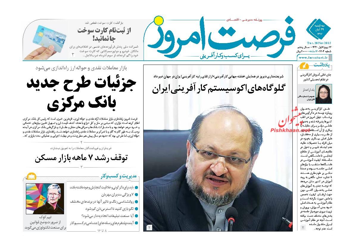 صفحه نخست روزنامه های اقتصادی 29 آبان ماه