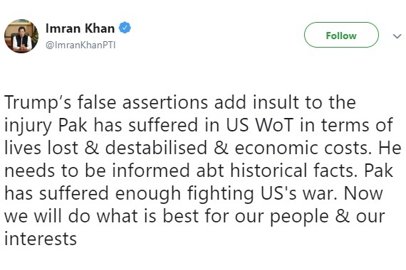 پاسخ قاطع عمران خان به اتهامات ترامپ